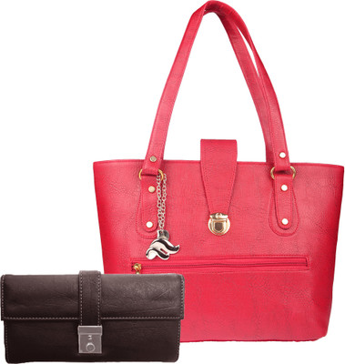 

Lady bar Shoulder Bag(Pink, Brown), Brown;pink