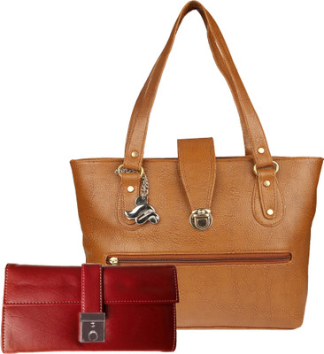 

Lady bar Shoulder Bag(Tan, Red), Red;tan