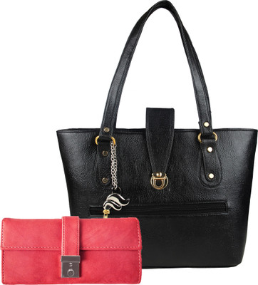 

Lady bar Shoulder Bag(Black, Pink)
