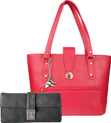 

Lady bar Shoulder Bag(Pink, Grey), Grey;pink