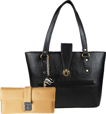 

Lady bar Shoulder Bag(Black, Beige), Beige;black