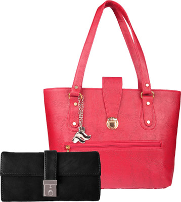 

Lady bar Shoulder Bag(Pink, Black), Black;pink