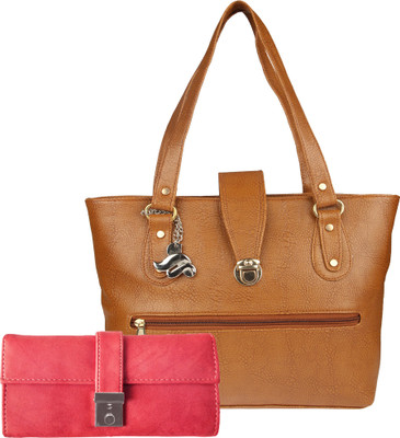 

Lady bar Shoulder Bag(Tan, Pink), Pink;tan