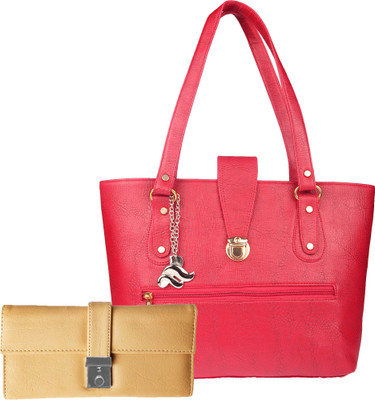 

Lady bar Shoulder Bag(Pink, Beige), Beige;pink