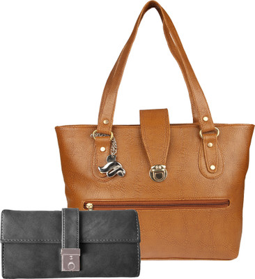 

Lady bar Shoulder Bag(Tan, Grey), Grey;tan