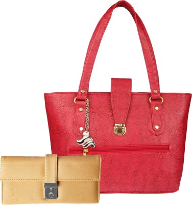 

Lady bar Shoulder Bag(Red, Beige), Beige;red