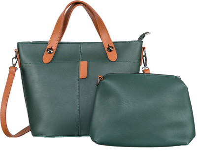 

peaubella Hand-held Bag(Green, Tan)