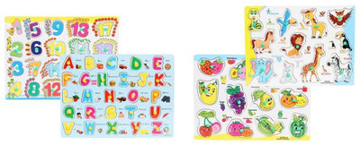 

FabSeasons Colorful Wooden Alphabets (A-Z), Numbers (1-20), Fruits and Animals Blocks / Puzzle For Kids (Pack of 4)(Multicolor)