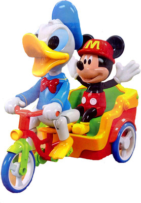 

TALKING GANESHA Mickey Mouse & Donald Duck on Tricycle with Music & Lights toy for kids(Multicolor)