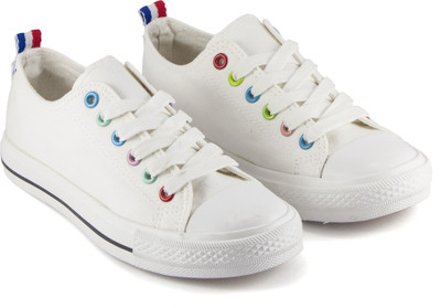 

DeVEE Multicolor Eyelet White Canvas Shoes For Women(White