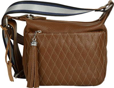 

Walletsnbags Girls Casual Tan Genuine Leather Sling Bag