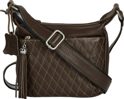 

Walletsnbags Girls Casual Brown Genuine Leather Sling Bag