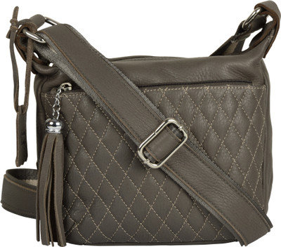 

Walletsnbags Girls Casual Grey Genuine Leather Sling Bag