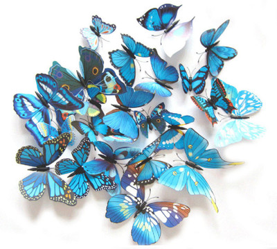 

iDream  12pcs 3D PVC Magnet Butterfly DIY Sticker(Pack of 12, Blue