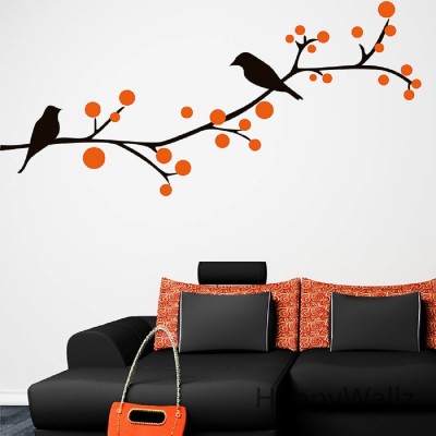 Asmi Collections 140 cm Beautiful Black Birds on Tree Branches Removable Sticker(Pack of 1)