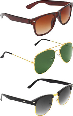 

Abner Wayfarer, Aviator, Clubmaster Sunglasses(Multicolor