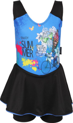 

Mitushi Products Swimwear Graphic Print Girls Swimsuit, Sky blue
