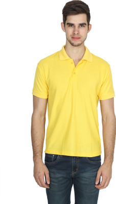 Xee Solid Men Polo Neck Yellow T-Shirt
