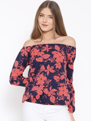 rare Casual Full Sleeve Floral Print Women Blue, Pink Top