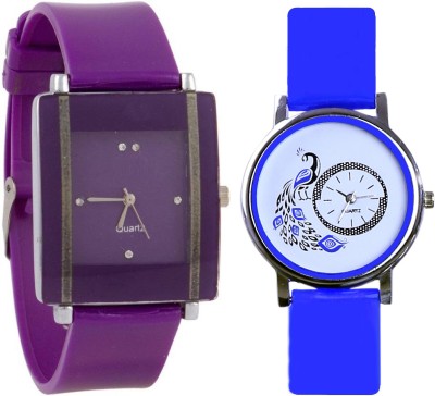 KNACK Purple square shape simple and professional and blue glory designer and beatiful peacock fancy women Watch  - For Girls   Watches  (KNACK)