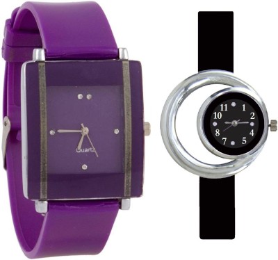 KNACK Purple square shape simple and professional and Black round ring new simple and attractive women Analog Watch  - For Girls   Watches  (KNACK)