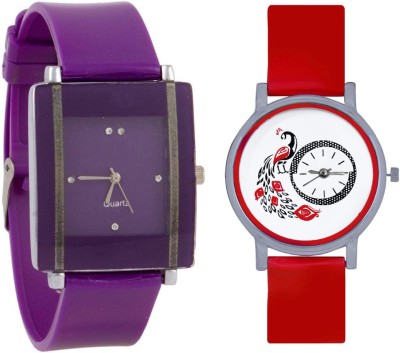 KNACK Purple square shape simple and professional and Red glory designer and beatiful peacock fancy women Analog Watch  - For Girls   Watches  (KNACK)