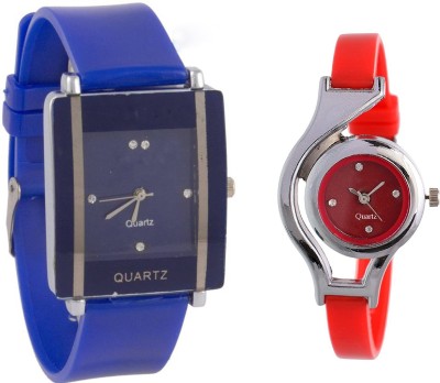 KNACK Blue square shape simple and professional and glory round different shape red women Watch  - For Girls   Watches  (KNACK)