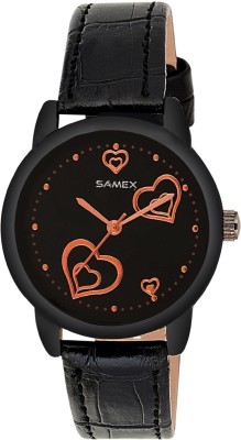 SAMEX LATEST FASHIONABLE LUXURY DESIGNER DIAL LOVE BRANDED DESIGNER DISCOUNTED POPULAR BLACK GENUINE LEATHER STRAP Watch  - For Girls   Watches  (SAMEX)