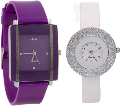 KNACK Purple square shape simple and professional and white glory round beautiful techture on dial Watch  - For Girls   Watches  (KNACK)
