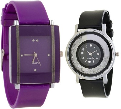 KNACK Purple square shape simple and professional and movable crystals in dial fancy and attractive black women Watch  - For Girls   Watches  (KNACK)