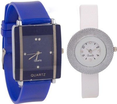 KNACK Blue square shape simple and professional and white glory round beautiful techture on dial Watch  - For Girls   Watches  (KNACK)