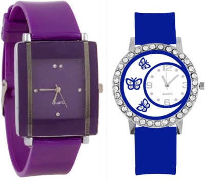 KNACK Purple square shape simple and professional and blue butterfly crystals studded beautiful and fancy women Analog Watch  - For Girls   Watches  (KNACK)