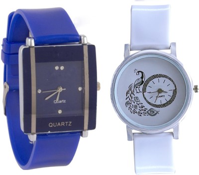 KNACK Blue square shape simple and professional white glory designer and beatiful peacock fancy women Analog Watch  - For Girls   Watches  (KNACK)