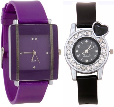 KNACK Purple square shape simple and professional and black crystals heart unique and beautiful glory women Watch  - For Girls   Watches  (KNACK)