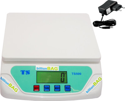 

Billionbag TS-500 Platinum Digital Compact Scale with Adaptor, 30 Kg Capacity For Kitchen, Offices, Warehouse, Laboratories and Industries Weighing Scale(White)