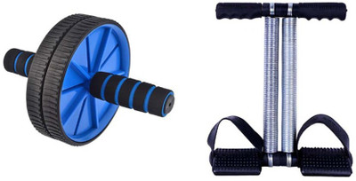 

ATTRACTIVE AB WHEEL ROLLER WITH DOUBLE SPRING TUMMY TRIMMER Home Gym Kit