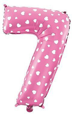 

Balloons Printed 14" Number "7" Pink With White Dotted Mini Shape Foil Balloon Airwalker(Pink, Pack of 1)