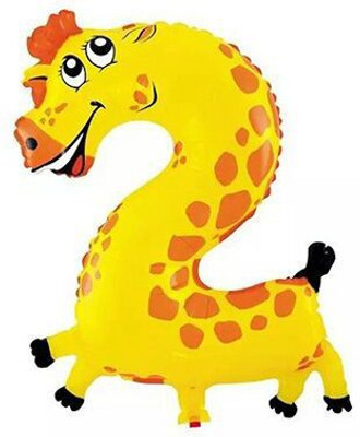 

Balloons Printed 14" Number "2" Printed With New Designed Mini Shape Foil Balloon Airwalker(Multicolor, Pack of 1)