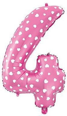 

Balloons Printed 14" Number "4" Pink With White Dotted Mini Shape Foil Balloon Airwalker(Pink, Pack of 1)