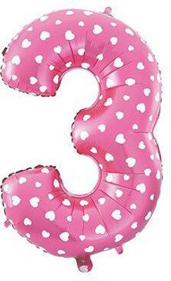 

Balloons Printed 14" Number "3" Pink With White Dotted Mini Shape Foil Balloon Airwalker(Pink, Pack of 1)