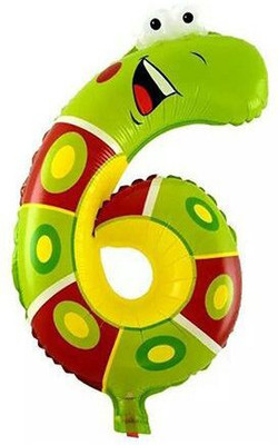 

Balloons Printed 14" Number "6" Printed With New Designed Mini Shape Foil Balloon Airwalker(Multicolor, Pack of 1)