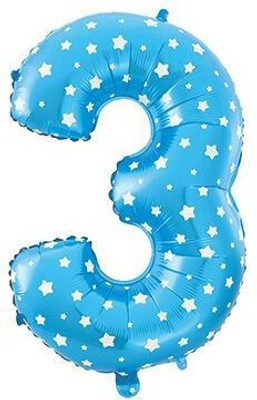 

Balloons Printed 14" Number "3" Blue With White Dotted Mini Shape Foil Balloon Airwalker(Blue, Pack of 1)