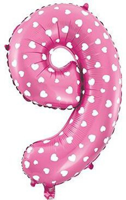 

Balloons Printed 14" Number "9" Pink With White Dotted Mini Shape Foil Balloon Airwalker(Pink, Pack of 1)