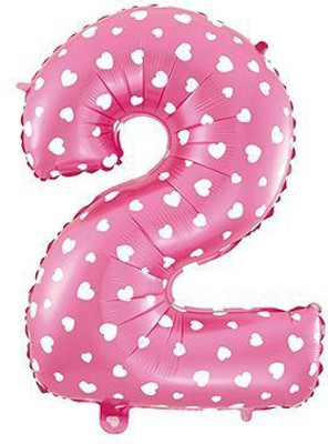 

Balloons Printed 14" Number "2" Pink With White Dotted Mini Shape Foil Balloon Airwalker(Pink, Pack of 1)
