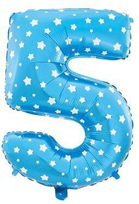 

Balloons Printed 14" Number "5" Blue With White Dotted Mini Shape Foil Balloon Airwalker(Blue, Pack of 1)