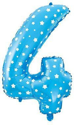 

Balloons Printed 14" Number "4" Blue With White Dotted Mini Shape Foil Balloon Airwalker(Blue, Pack of 1)