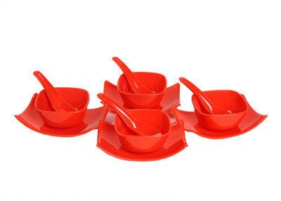 Richcraft Souper Square Soup Set 12 Pcs Red Plastic Serving Bowl Red, Pack of 12 Richcraft Bowls