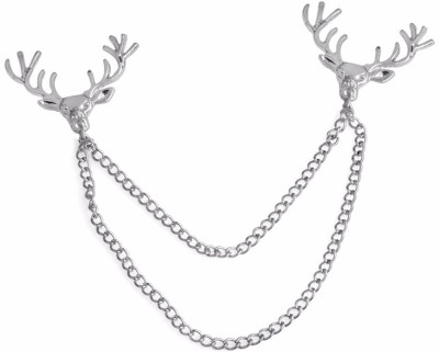 BLINGG Deers Chain-Link Collar Pin Brooch(Silver)