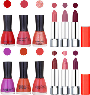 

Aroma Care Wholesale Rate Combo of Nail Polish and Rythm Lipstick 183(Set of 12)