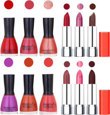 

Aroma Care Wholesale Rate Combo of Nail Polish and Rythm Lipstick 155(Set of 12)
